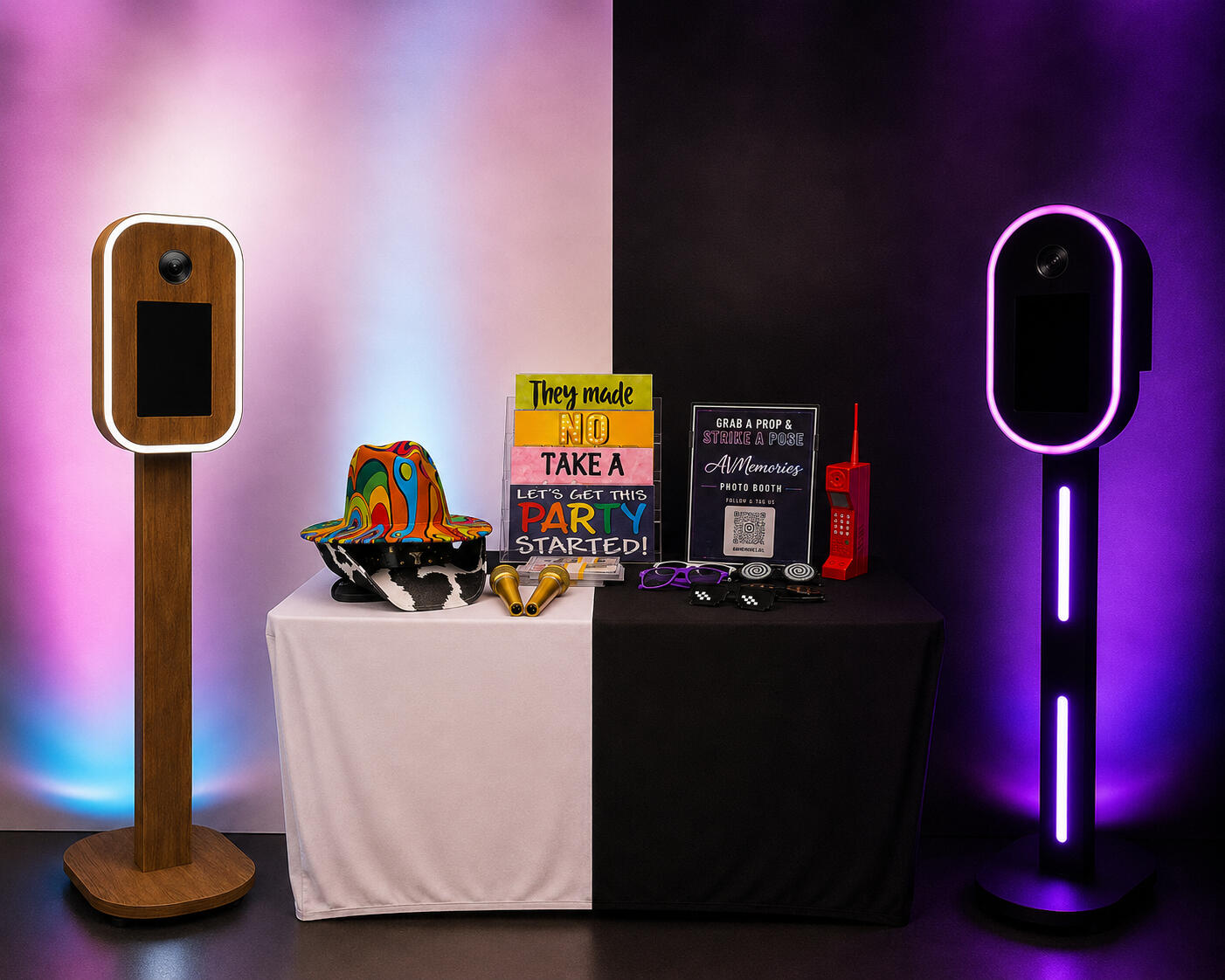 Wooden Booth & White Table (left) | Black Booth & Black Table (right) Wooden Booth & White Table (left) | Black Booth & Black Table (right)